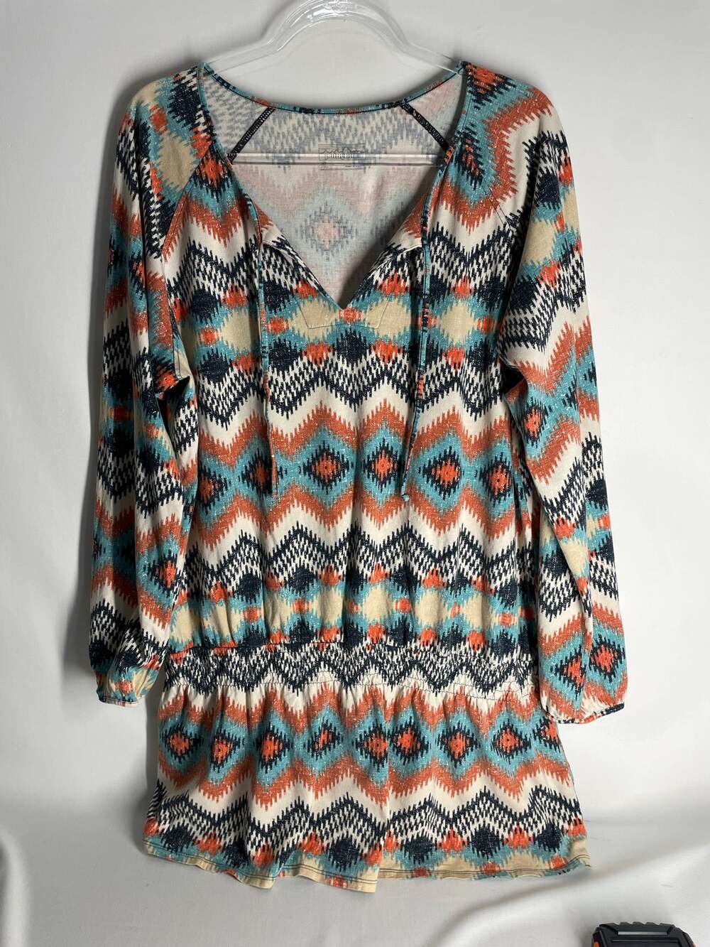 Patagonia Kamala Drop Waist Tunic Southwestern Printed Long Sleeve Size XL
